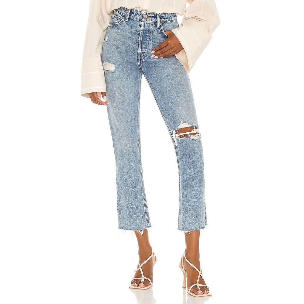 NEW Size 27 GRLFRND Karolina High Rise Straight Crop Larchmont REVOLVE MSRP $215